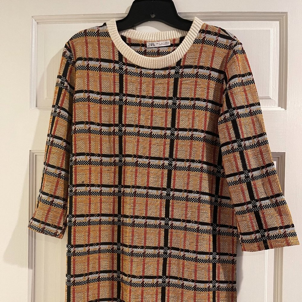 Zara Midi Three Quarter Sleeves Knit Dress Size Small